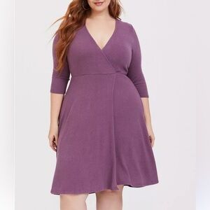 Torrid Mini Hacci Wrap Midi Dress, 4X, Purple